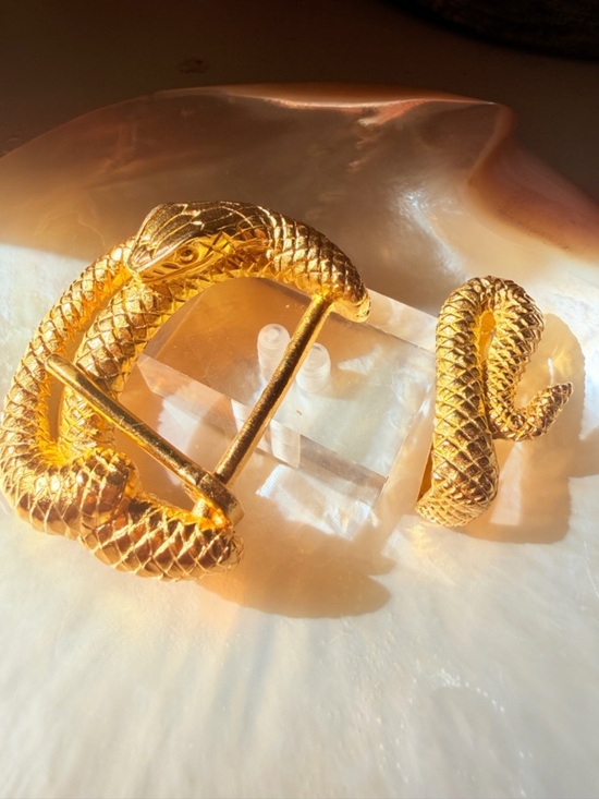 Rare Archival WATHNE Serpent Buckle & Keeper Set 53 grams main image 5
